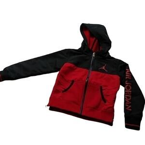 Nike Air Jordan Size Small 4-5 YRS Black Red Hooded Full Zip Spring Fall Jacket